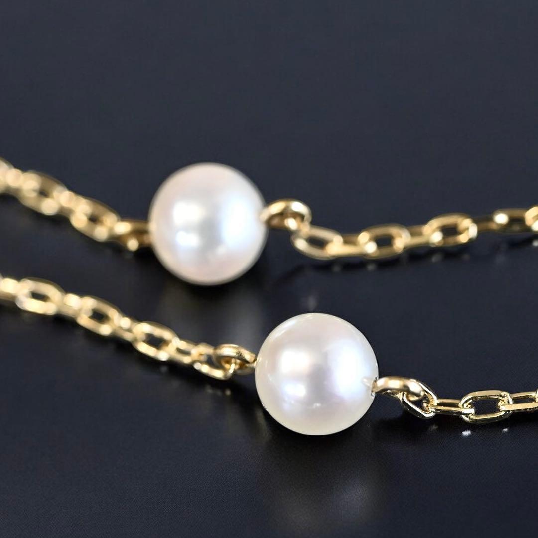 【未使用】ミキモト　花珠級　K18 ステーションパール　ネックレス　アコヤ