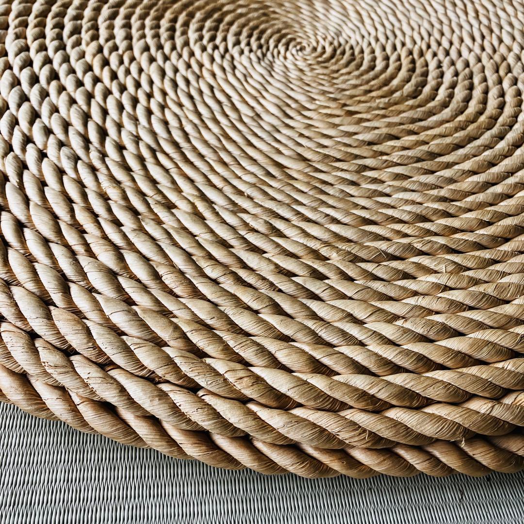 アジアン エスニック ラタン 丸型 座布団 円座 クッション 藁　網代編み　藤