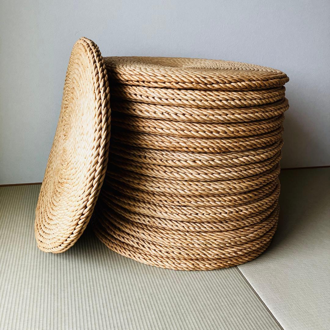 アジアン エスニック ラタン 丸型 座布団 円座 クッション 藁　網代編み　藤