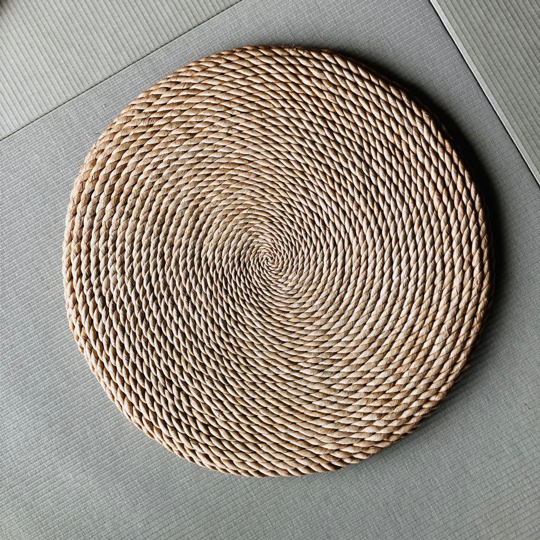 アジアン エスニック ラタン 丸型 座布団 円座 クッション 藁　網代編み　藤