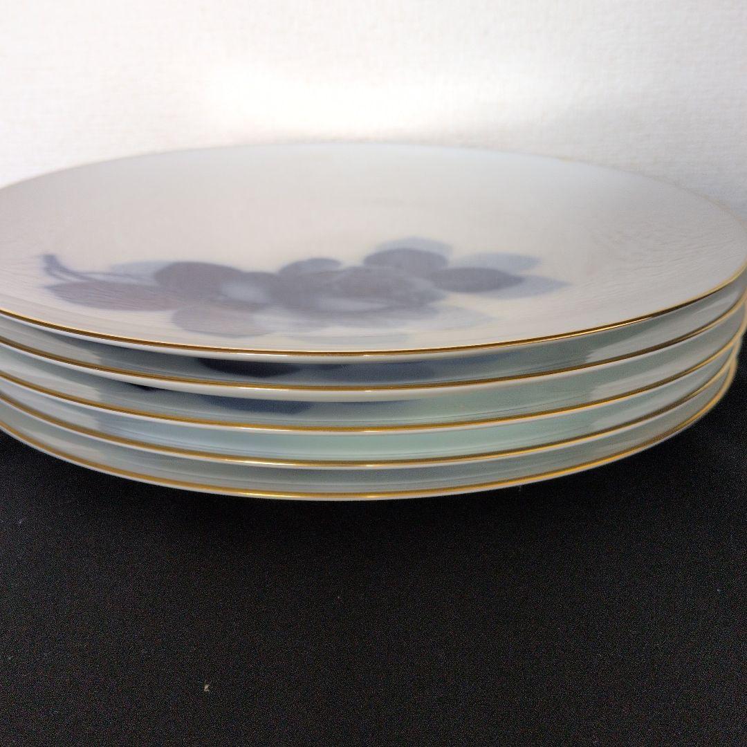 OKURA 青い花の装飾皿 日本製ブルーローズ