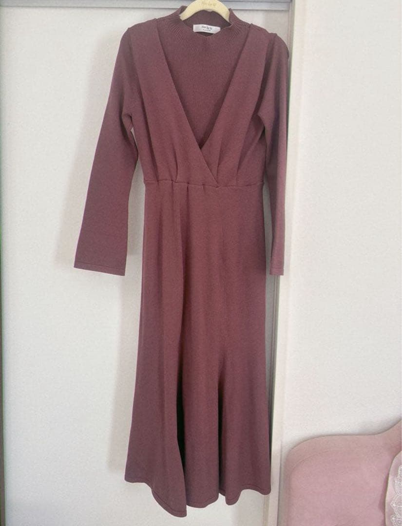 herliptoカシュクールレイヤードニットドレス