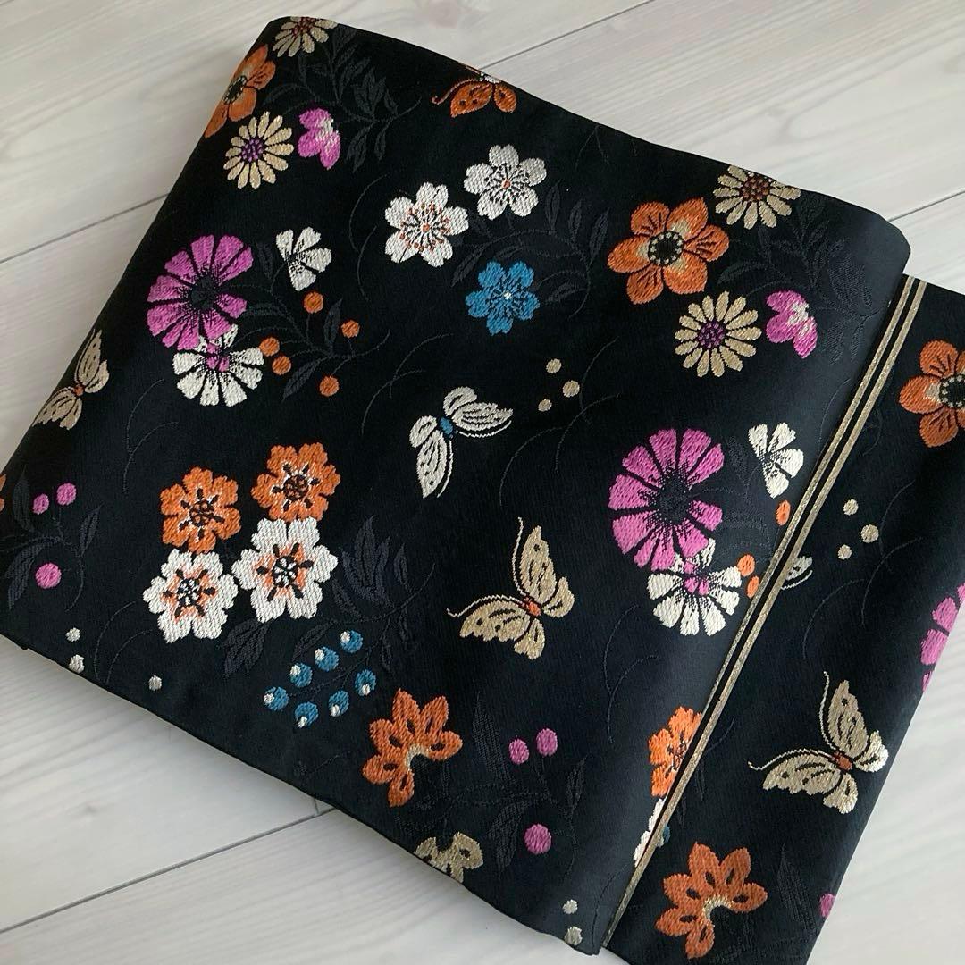 coco©️ アンティーク名古屋帯　蝶々の織り出し　地紋　大正　N7-30