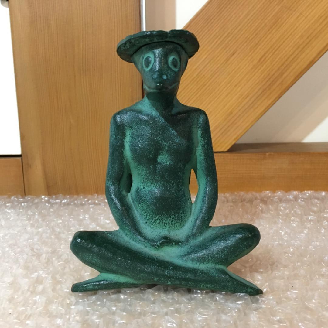 【座禅の河童】河童 カッパ 金属製 置物 古物