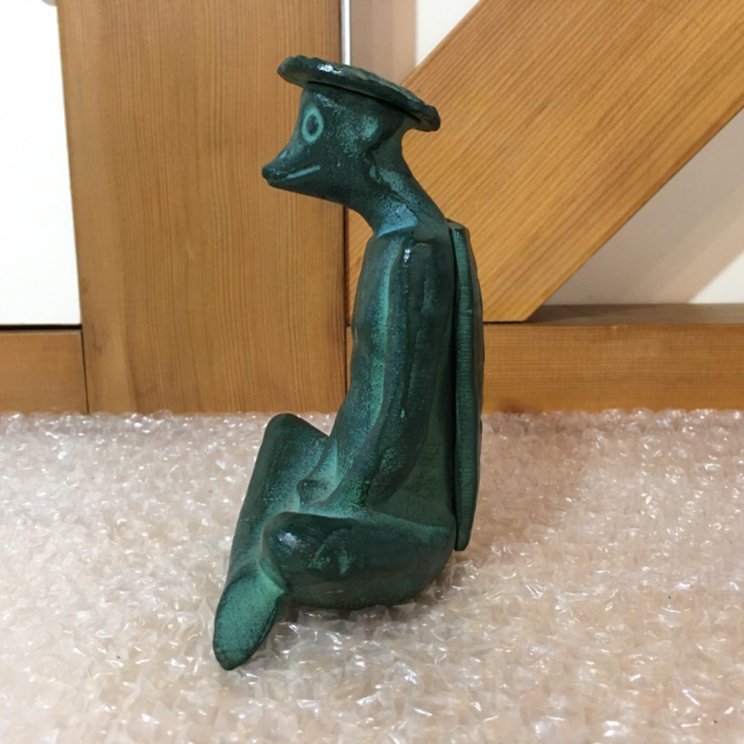【座禅の河童】河童 カッパ 金属製 置物 古物