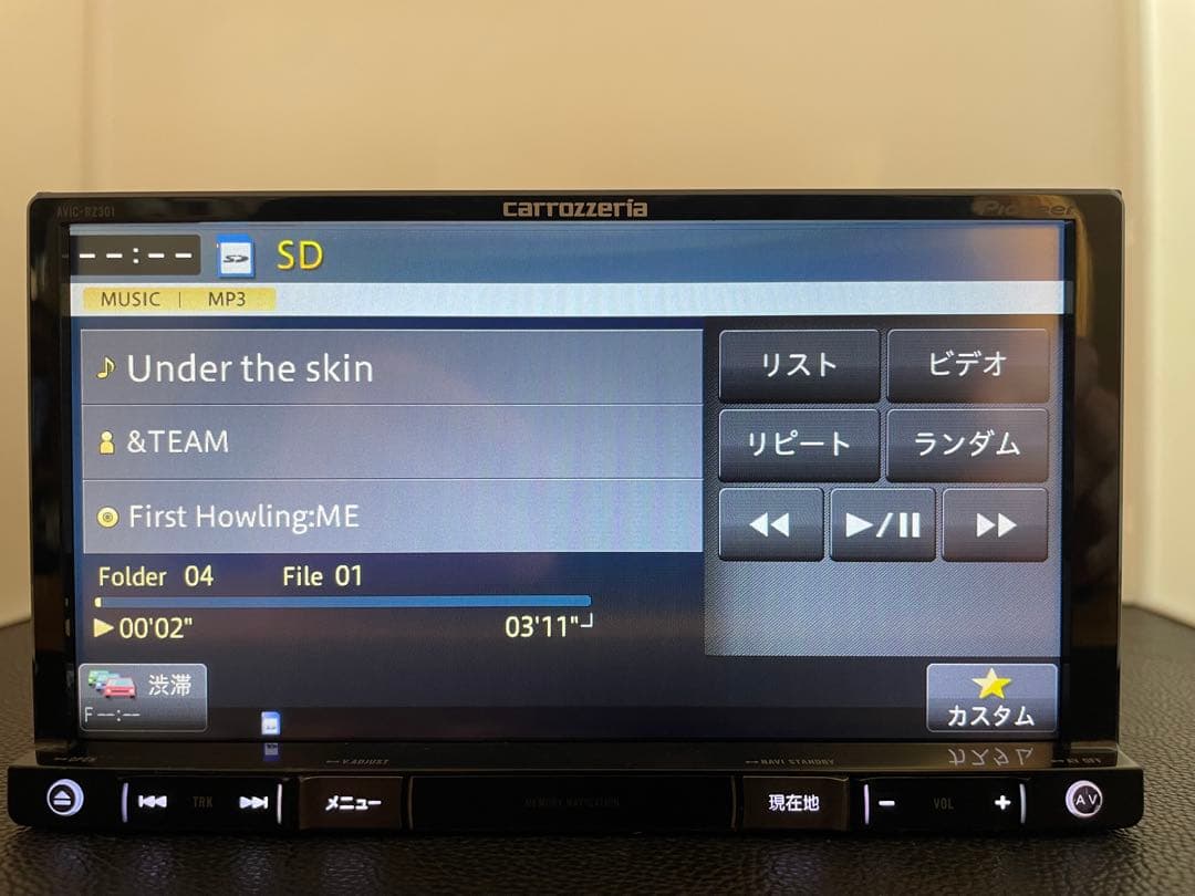 最新地図楽ナビAVIC-RZ301中古180mm7Ｖ型ワンセグTV 最新オービス