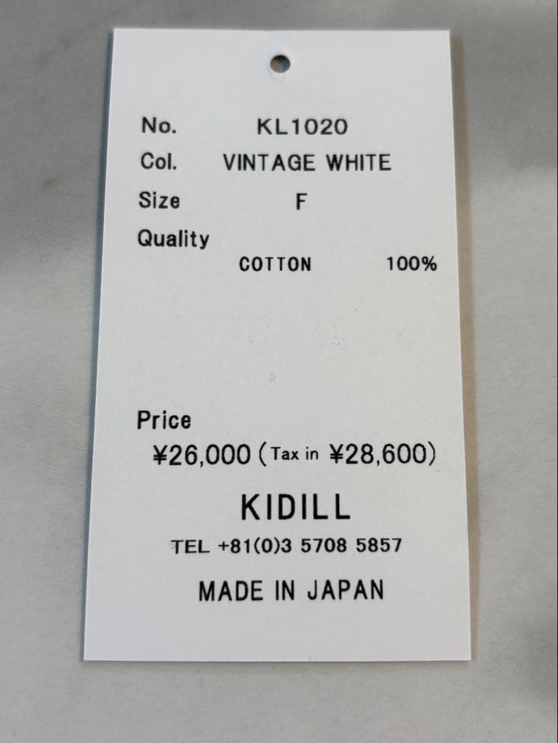 KIDILL ロンT ヴィンテージホワイト 25AW No.KL1020
