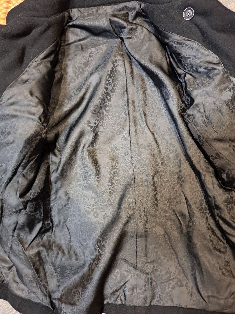 ブラック ダブルブレスト ピーコート