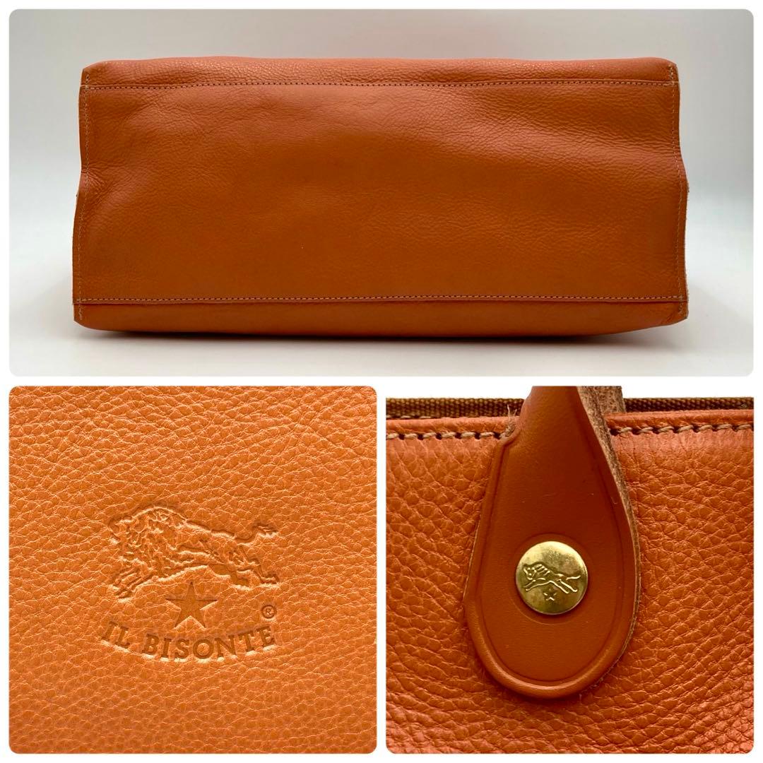 現行！超美品✨ IL BISONTE トートバッグ 本革 ヤケヌメ ロゴ型押し