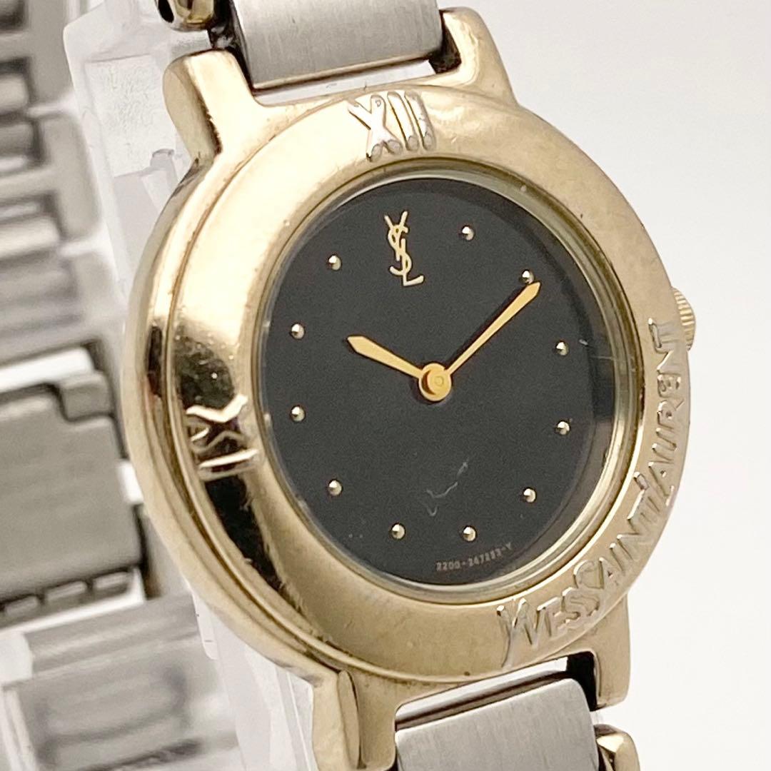 【稼働品】イヴ・サンローラン クォーツ 腕時計 コンビ 2200 新品電池