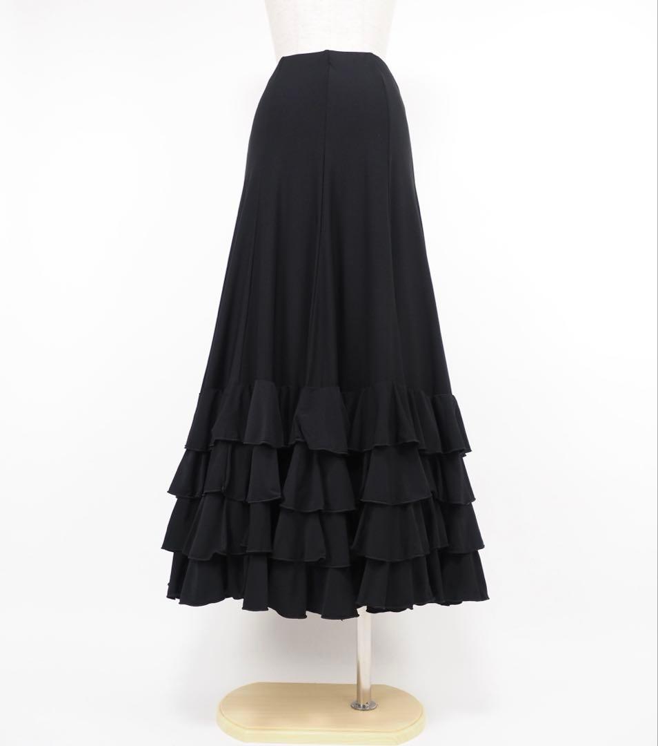 フラメンコ　ファルダ　新品　黒　フラメンコ衣装　レッスン　Leirena