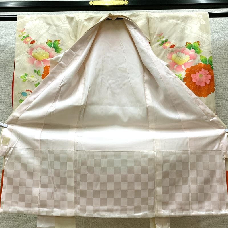 505ax30□お宮参り セミアンティーク 女児 着物 掛け着 長襦袢付□美品