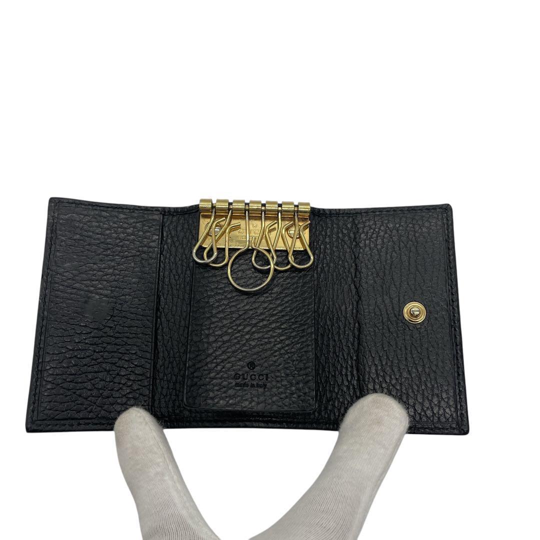 【極美品】グッチ　 6連キーケース　レザー GGマーモント ブラック