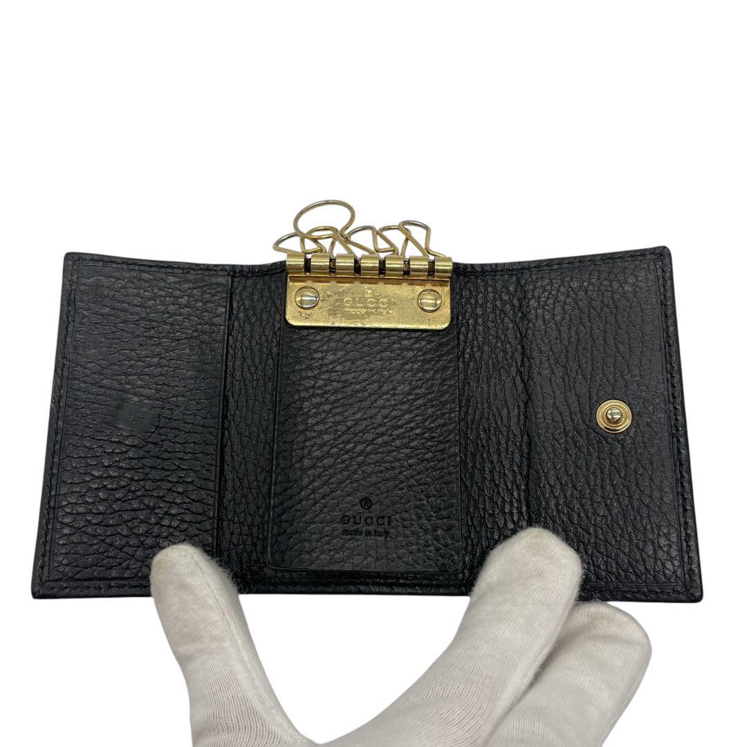【極美品】グッチ　 6連キーケース　レザー GGマーモント ブラック