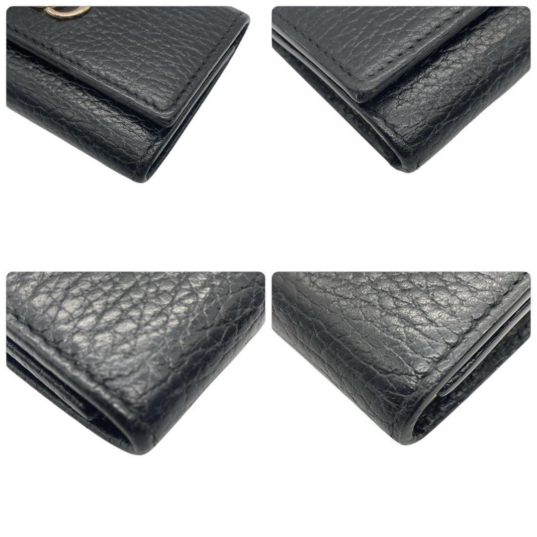 【極美品】グッチ　 6連キーケース　レザー GGマーモント ブラック