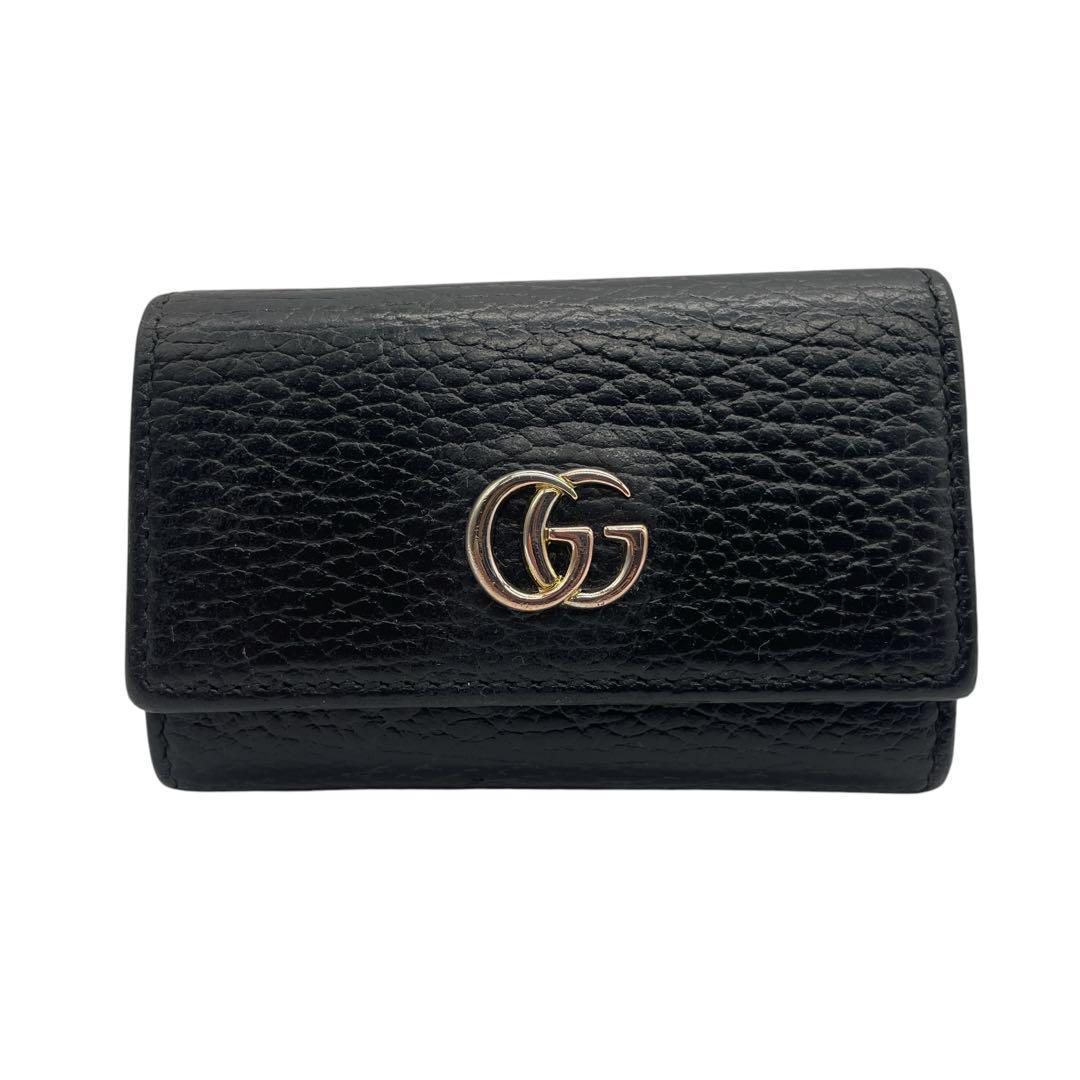 【極美品】グッチ　 6連キーケース　レザー GGマーモント ブラック