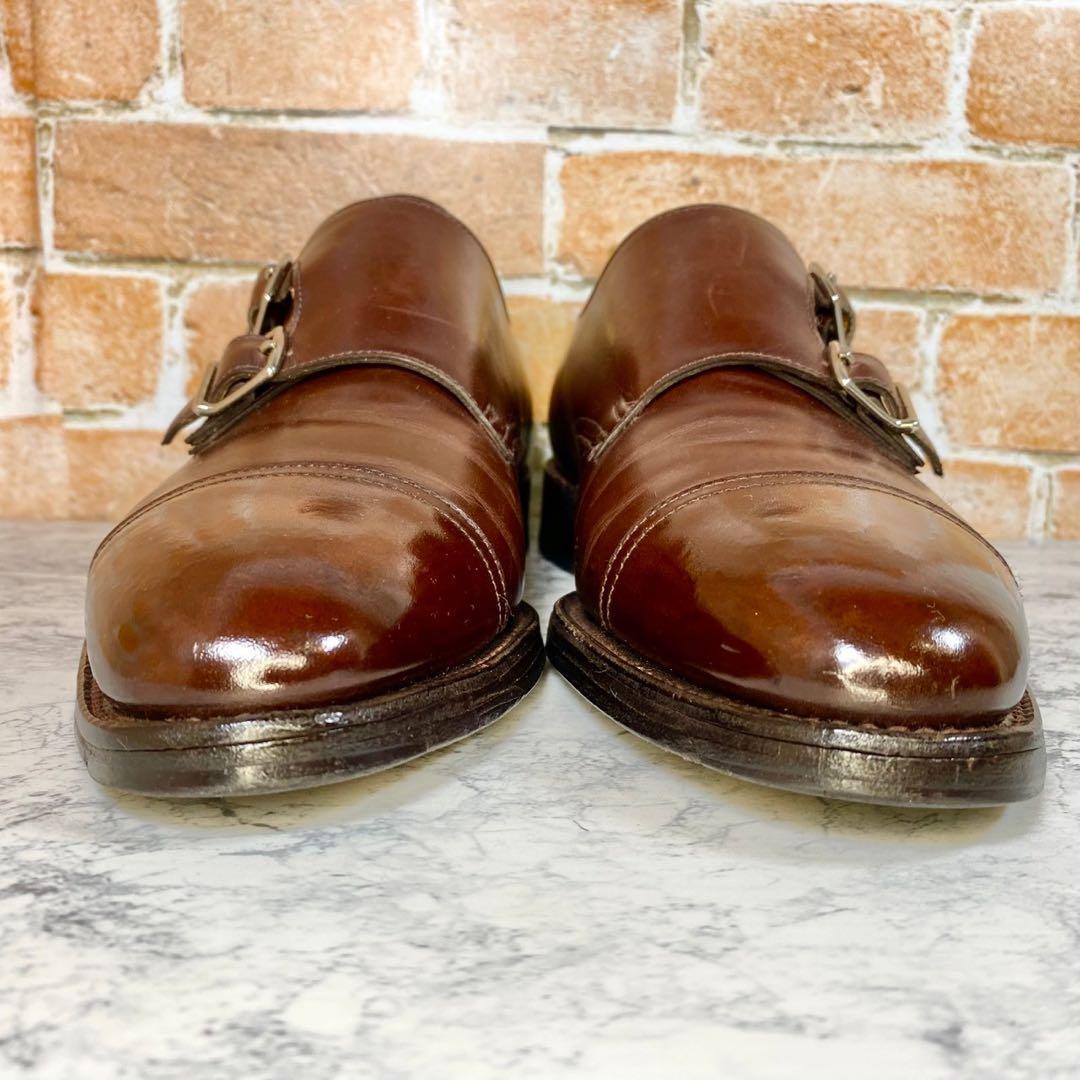 【メンズブランド革靴】ジョンロブ　25cm ブラウン　ダブルモンク　レザー