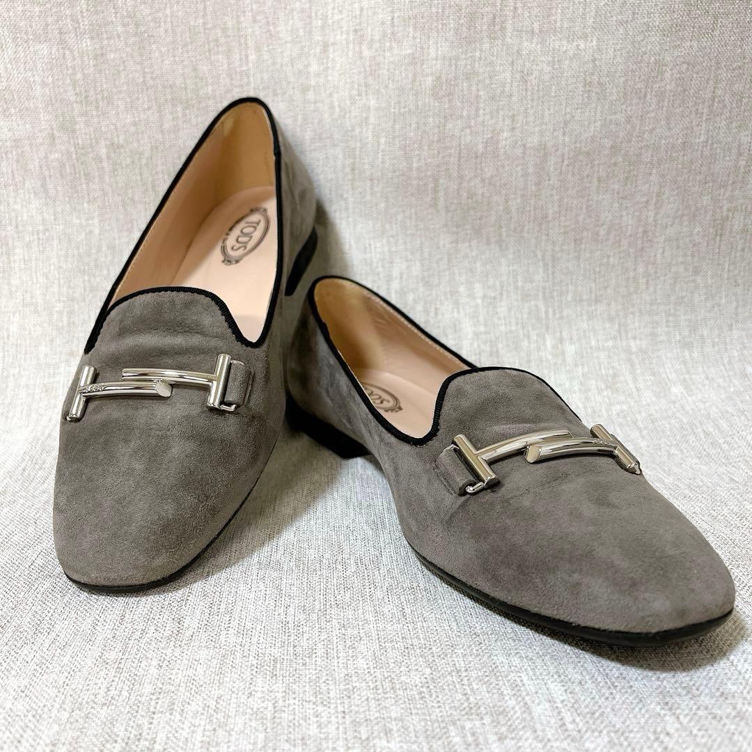 【美品】Tod's トッズ ダブルT フラットシューズ 22.5cm スエード