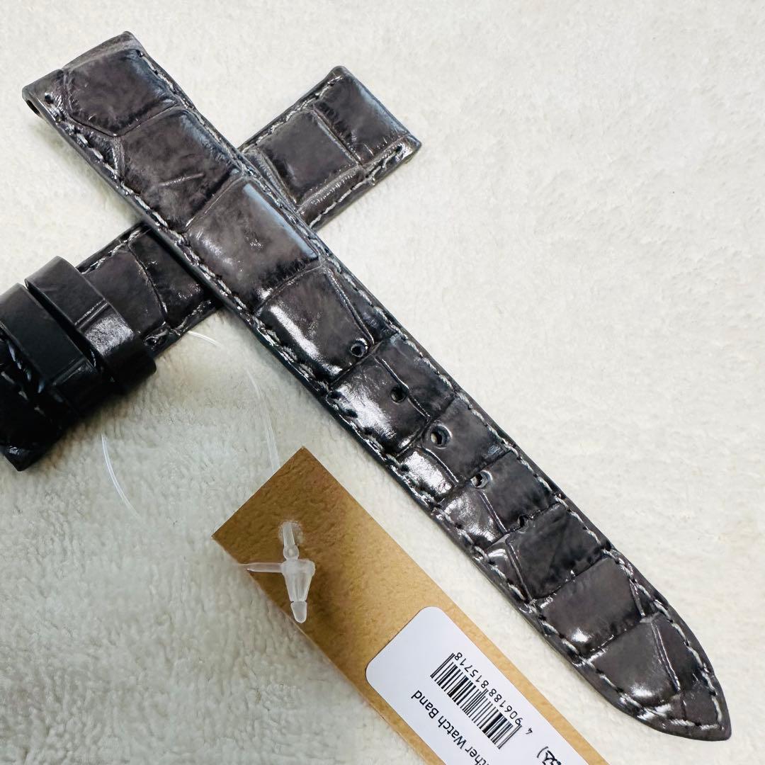 6530#18mm-16mmダークアッシュ★本物クロコダイル腕時計用ベルト