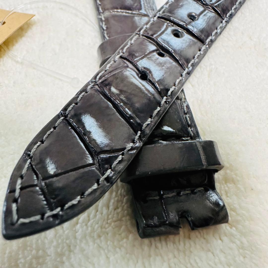 6530#18mm-16mmダークアッシュ★本物クロコダイル腕時計用ベルト