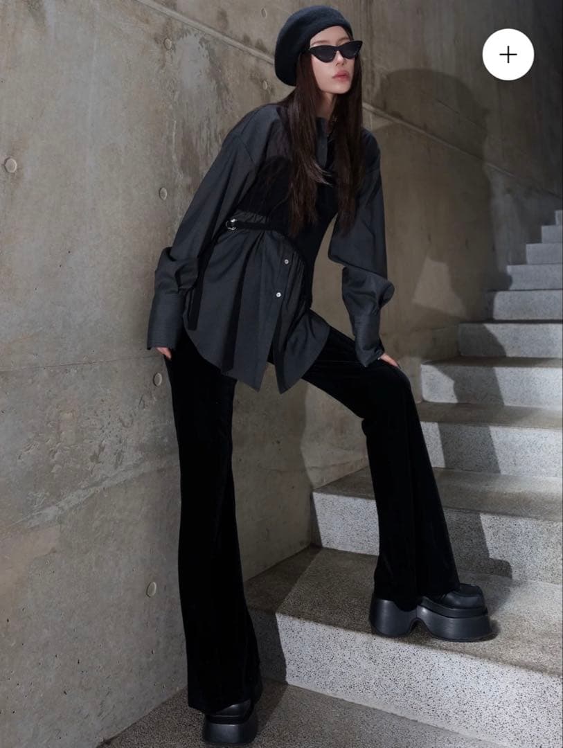 新品未使用！glamlips RELAX フレア ベロアパンツ　BLACK