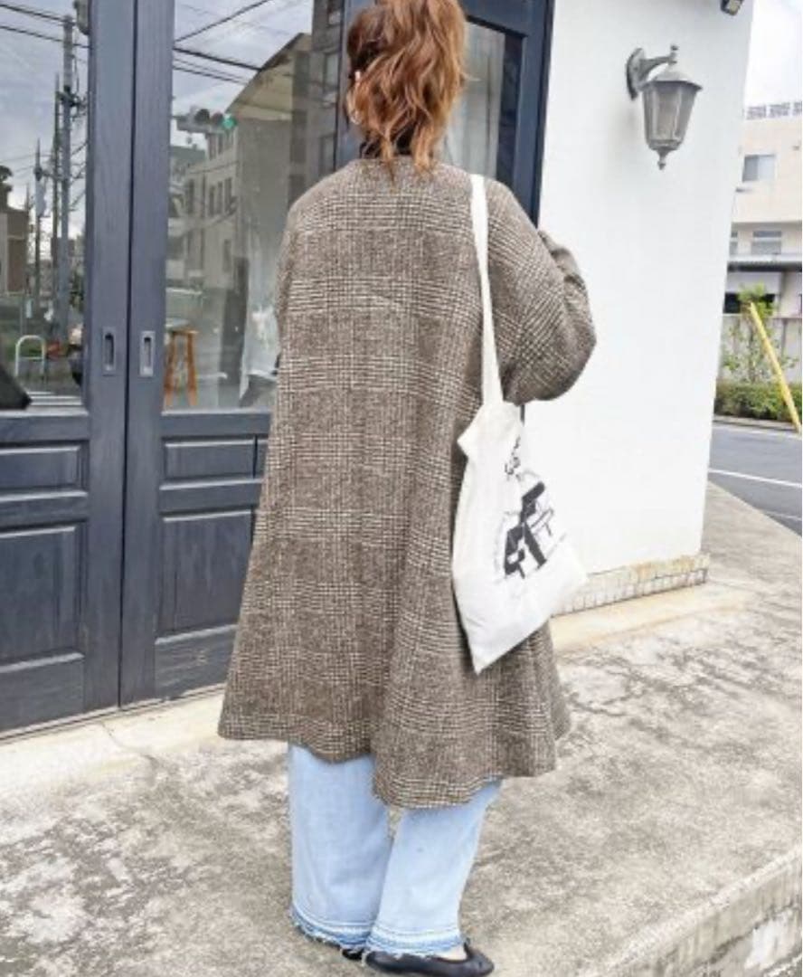 Spick&Span Wスライバーノーカラーポンチョコート 38