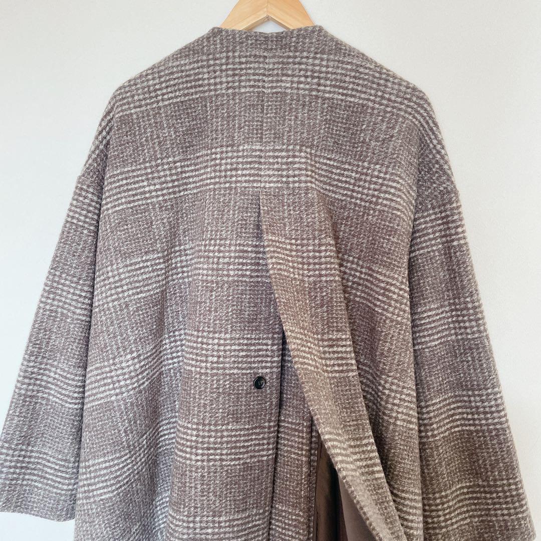 Spick&Span Wスライバーノーカラーポンチョコート 38