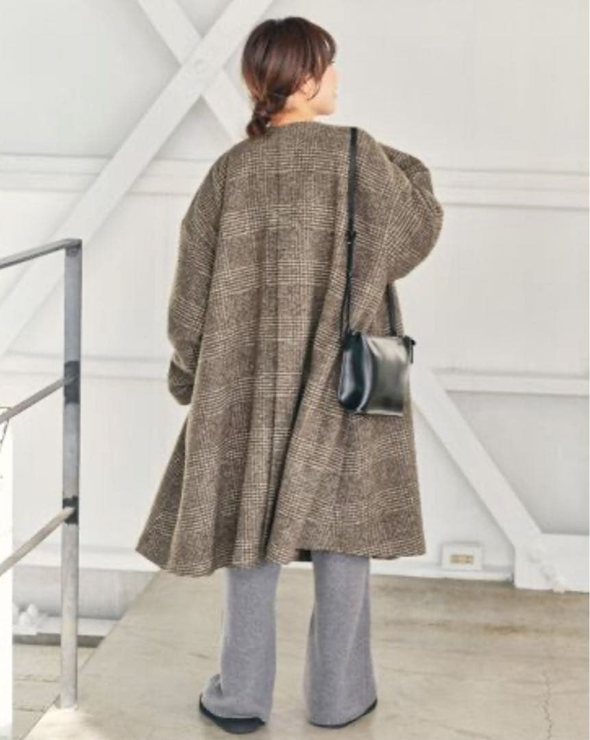 Spick&Span Wスライバーノーカラーポンチョコート 38