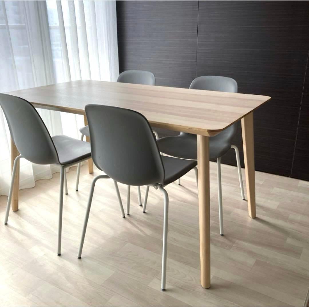 イケア ダイニングチェア 4脚セット　グレーLEIFARNE BRORINGE