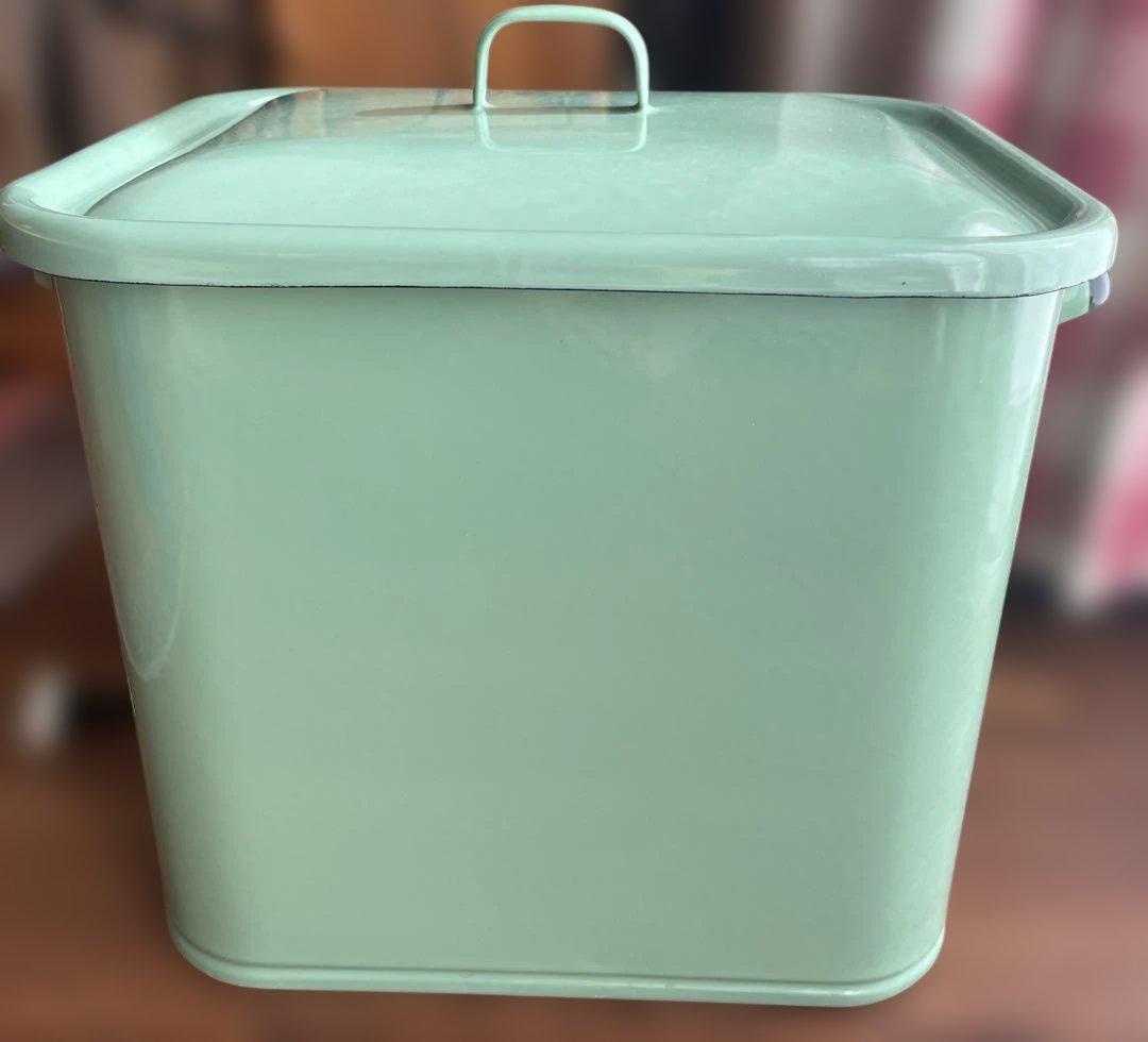 カントリー　ホーロー　ブレッド缶　BREAD　ケース　協和工業　グリーン