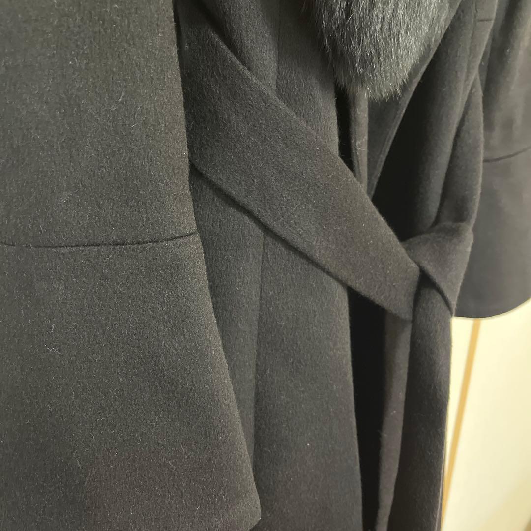 エムプルミエ　カシミヤ100% 日本製　フォックスファー襟付　ロングコート