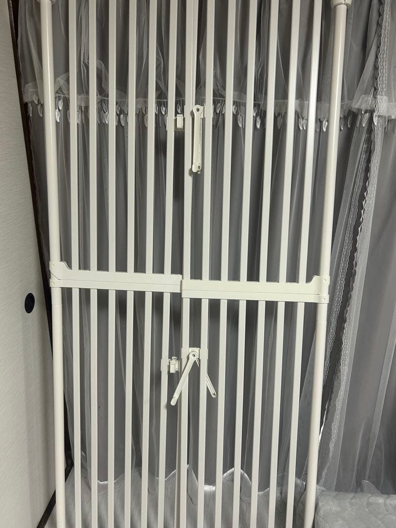 猫用ゲート ホワイト スチール製