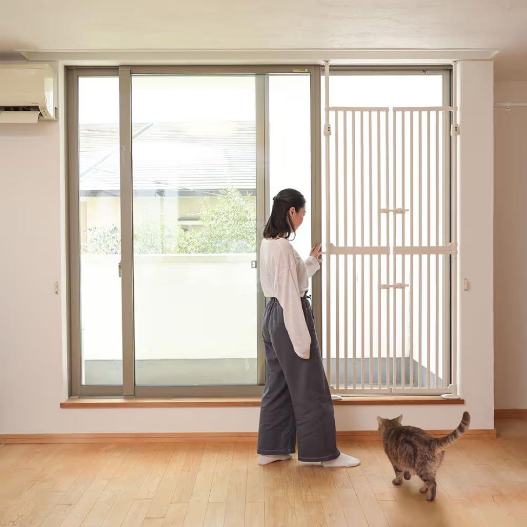 猫用ゲート ホワイト スチール製