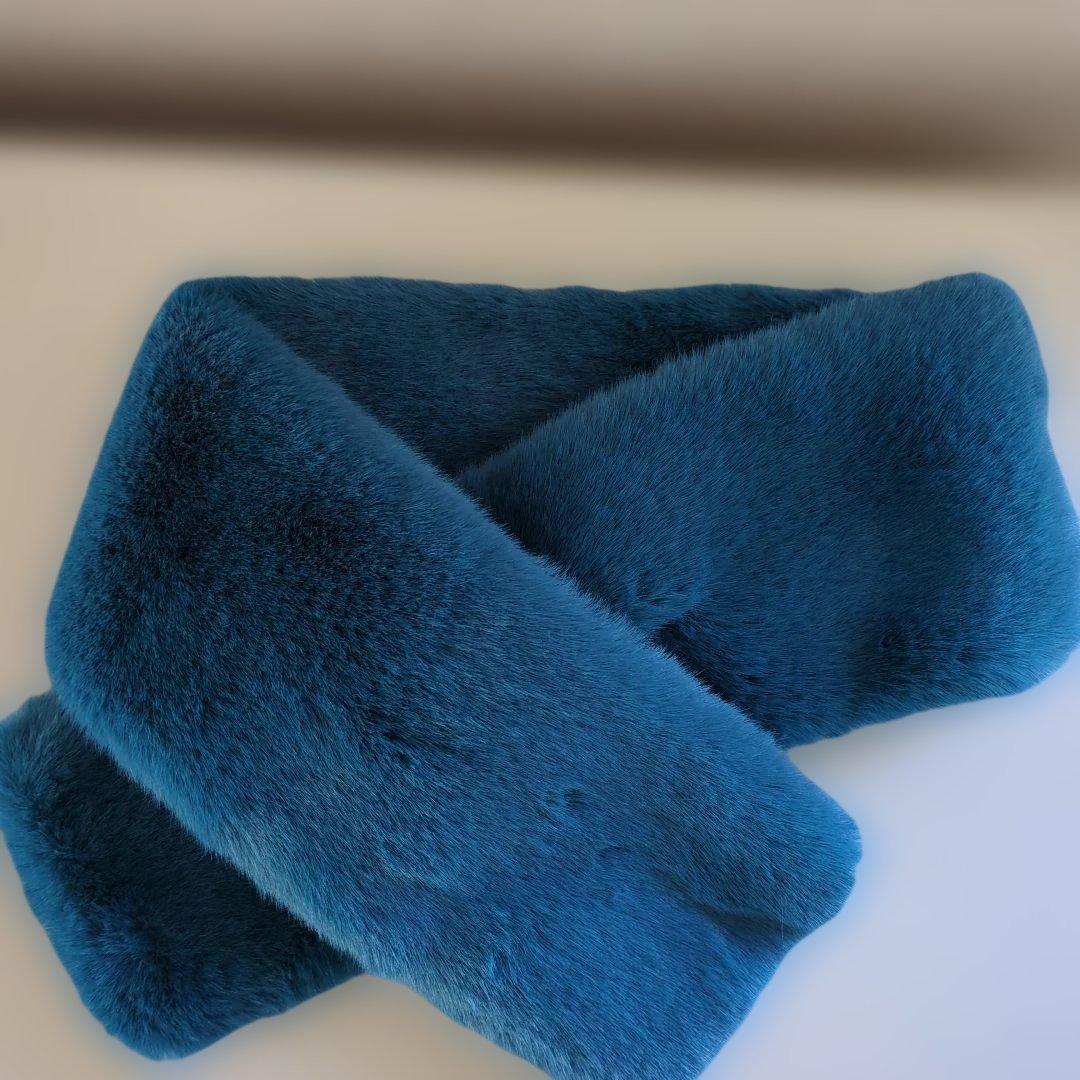 Munich フェイクファー ショートマフラー GM252G25 ブルー