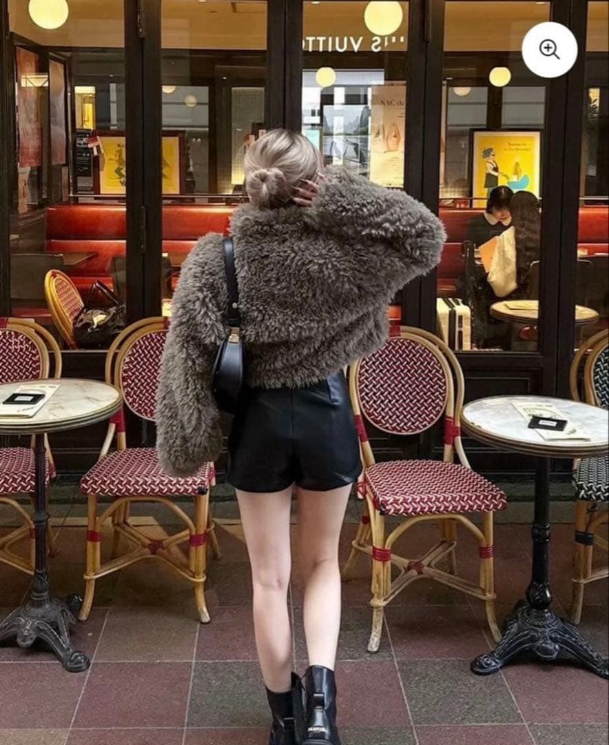 ジャケット・アウター DIANTE FLUFFY BOA CROPPED BLOUSON GRY