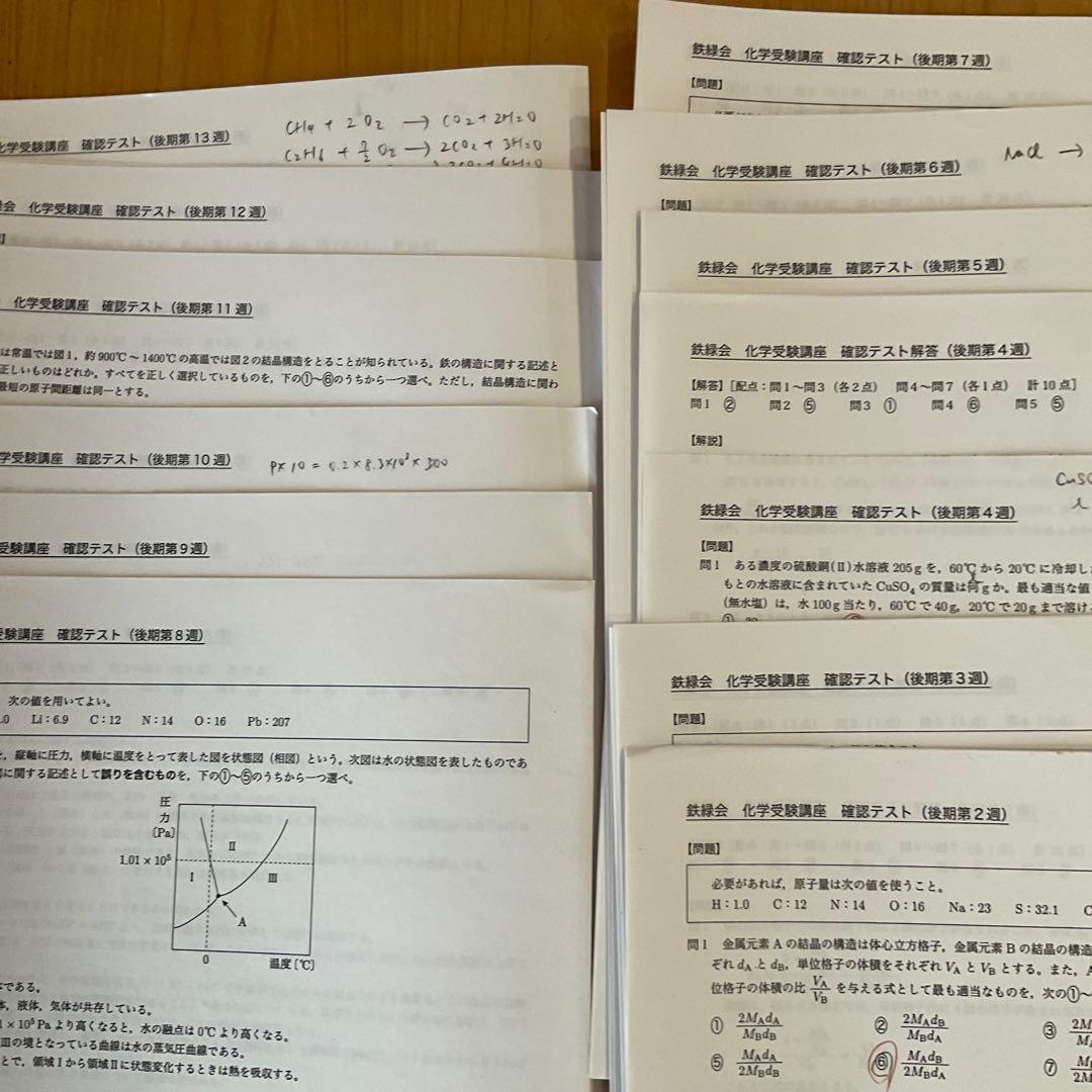 鉄緑会　化学　高２〜高３セット（化学・生物、おまとめ値引き）年始特価