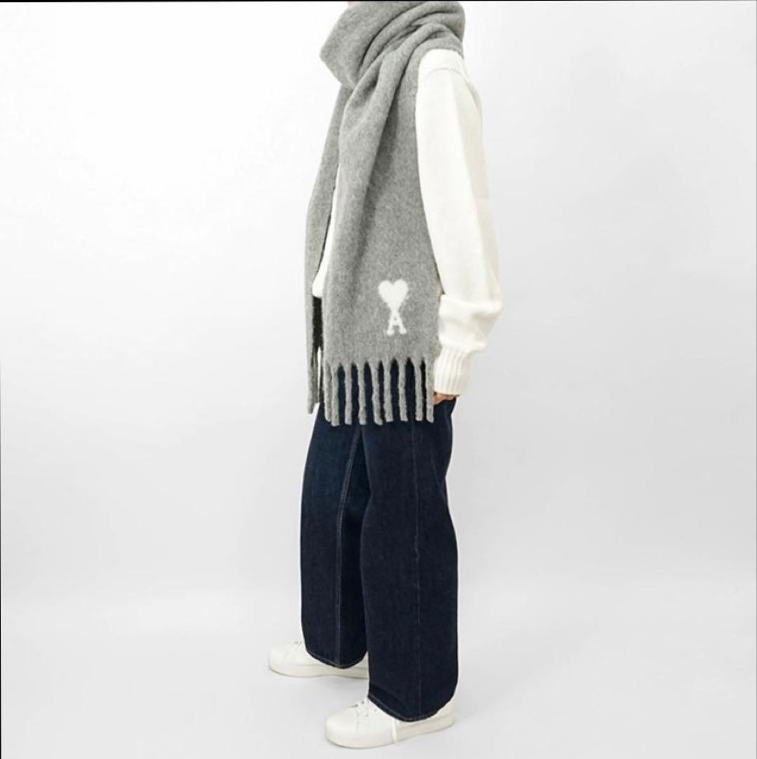 【新品】今季Ami DE COEUR マフラー　スカーフ　グレー QR付正規品