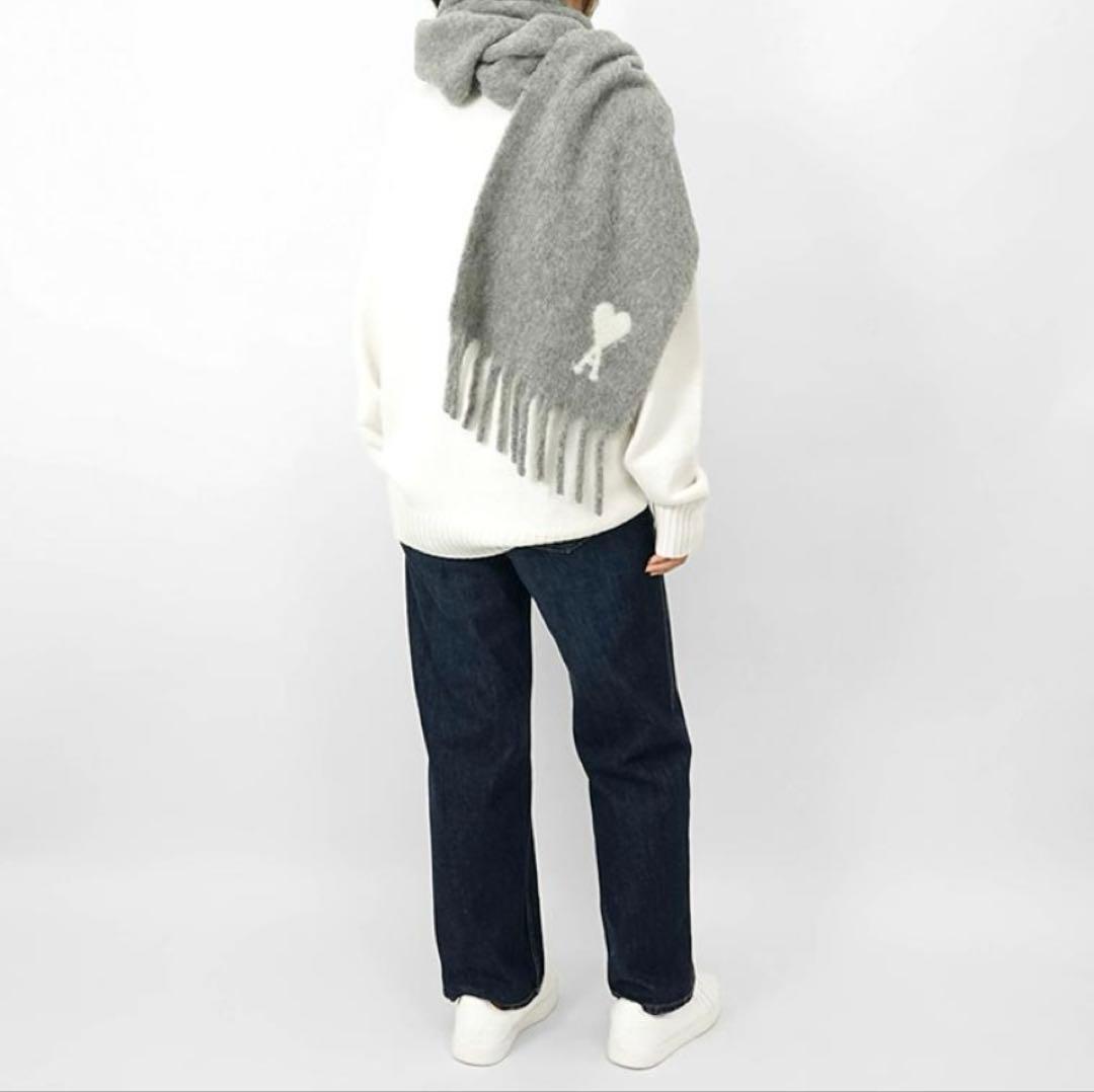 【新品】今季Ami DE COEUR マフラー　スカーフ　グレー QR付正規品