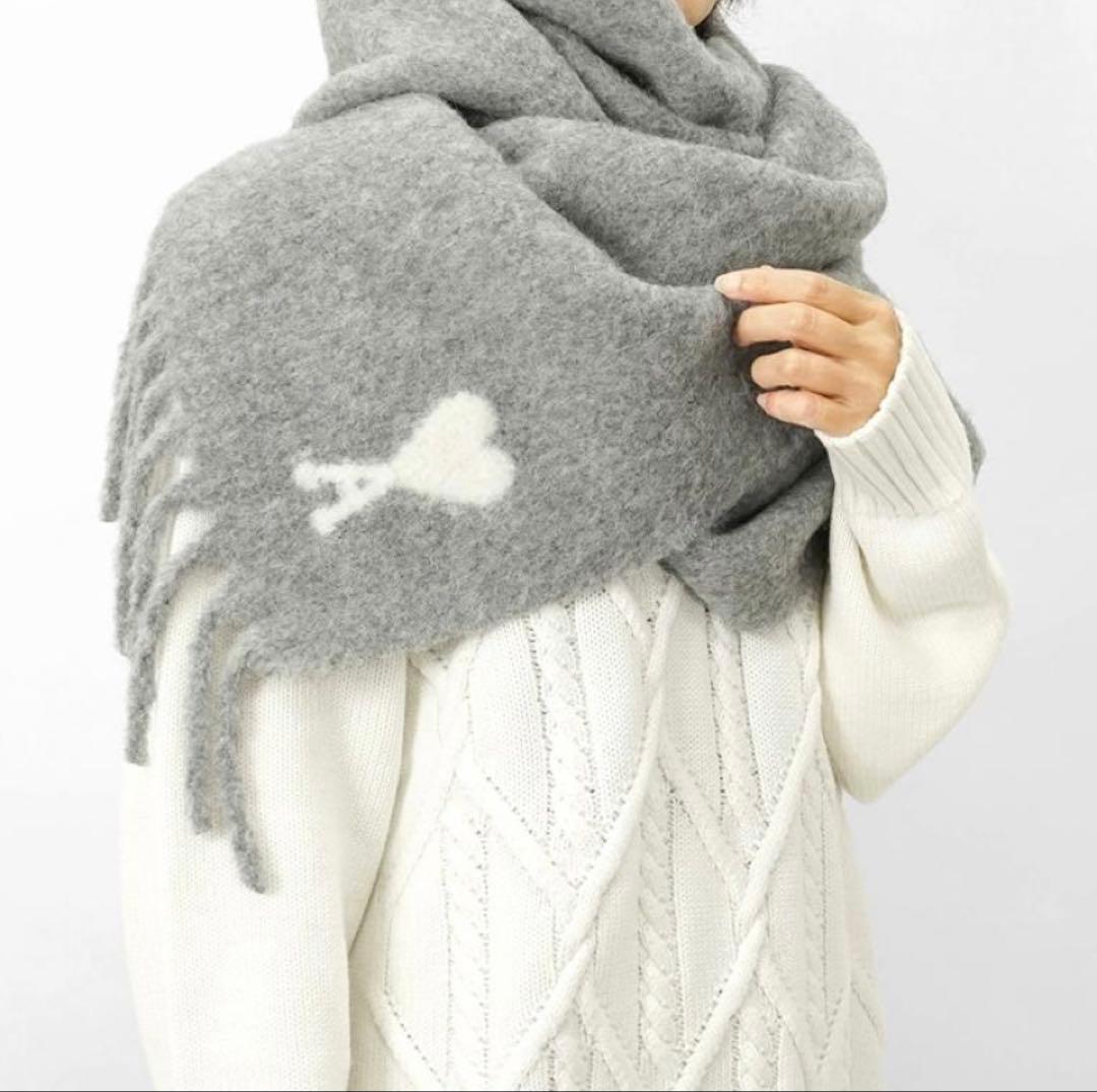 【新品】今季Ami DE COEUR マフラー　スカーフ　グレー QR付正規品