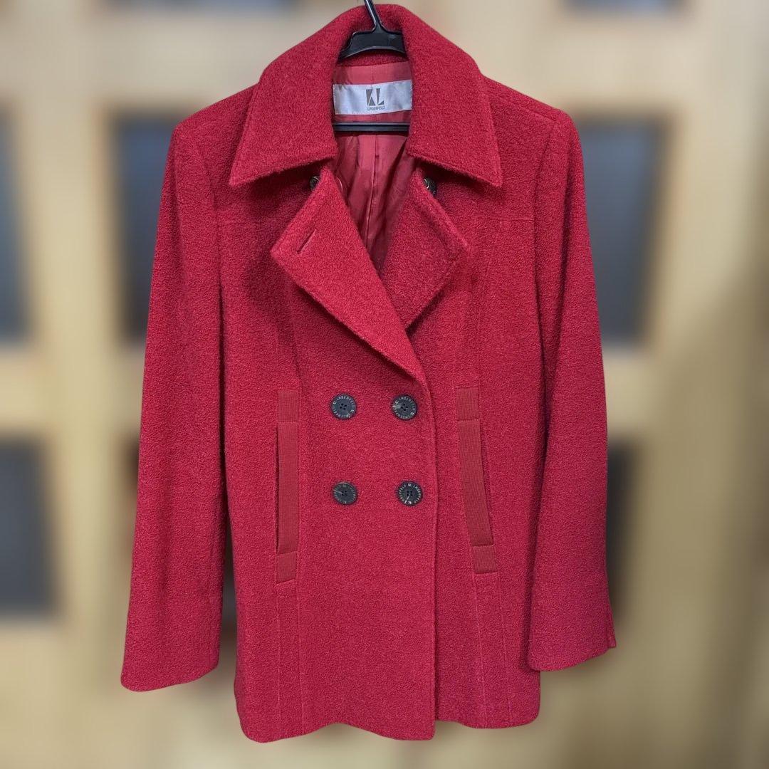 LAGERFELD レッド ウール ピーコート　ヴィンテージ