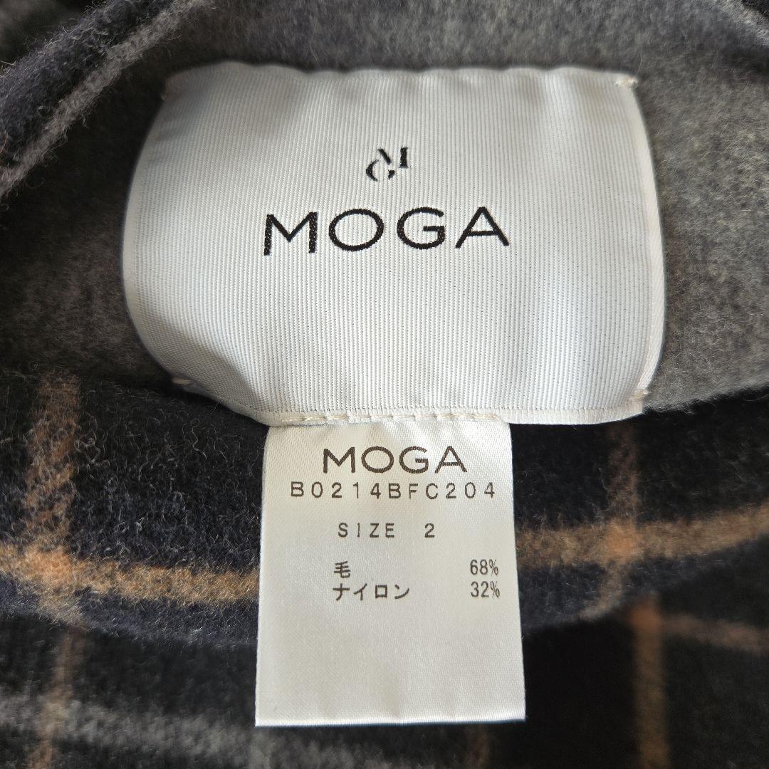 モガ　グレー&チェックのリバーシブル 2フェイスWoolコート