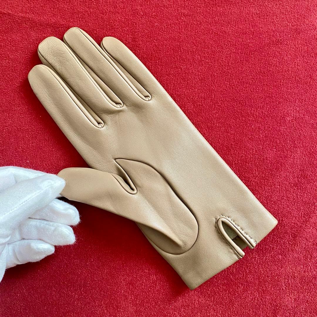 エルメス グローブ 革 手袋 「バスティーユ」 エトゥープ 37.5