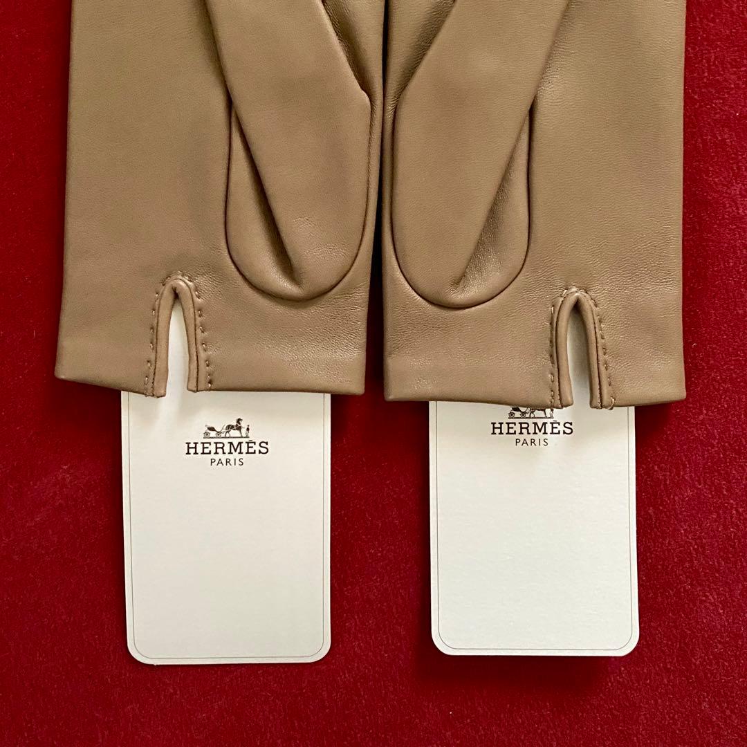 エルメス グローブ 革 手袋 「バスティーユ」 エトゥープ 37.5