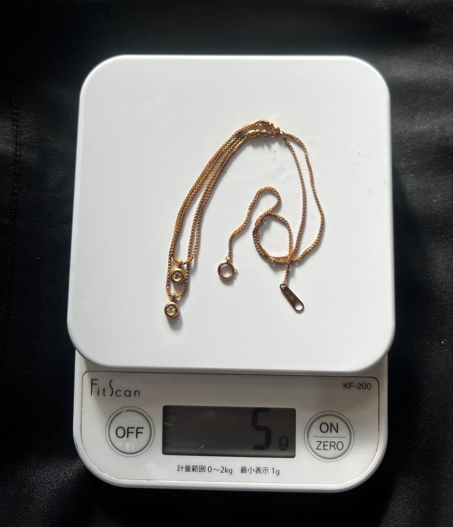 ダイアモンドトップ　ゴールドチェーンネックレス　k18