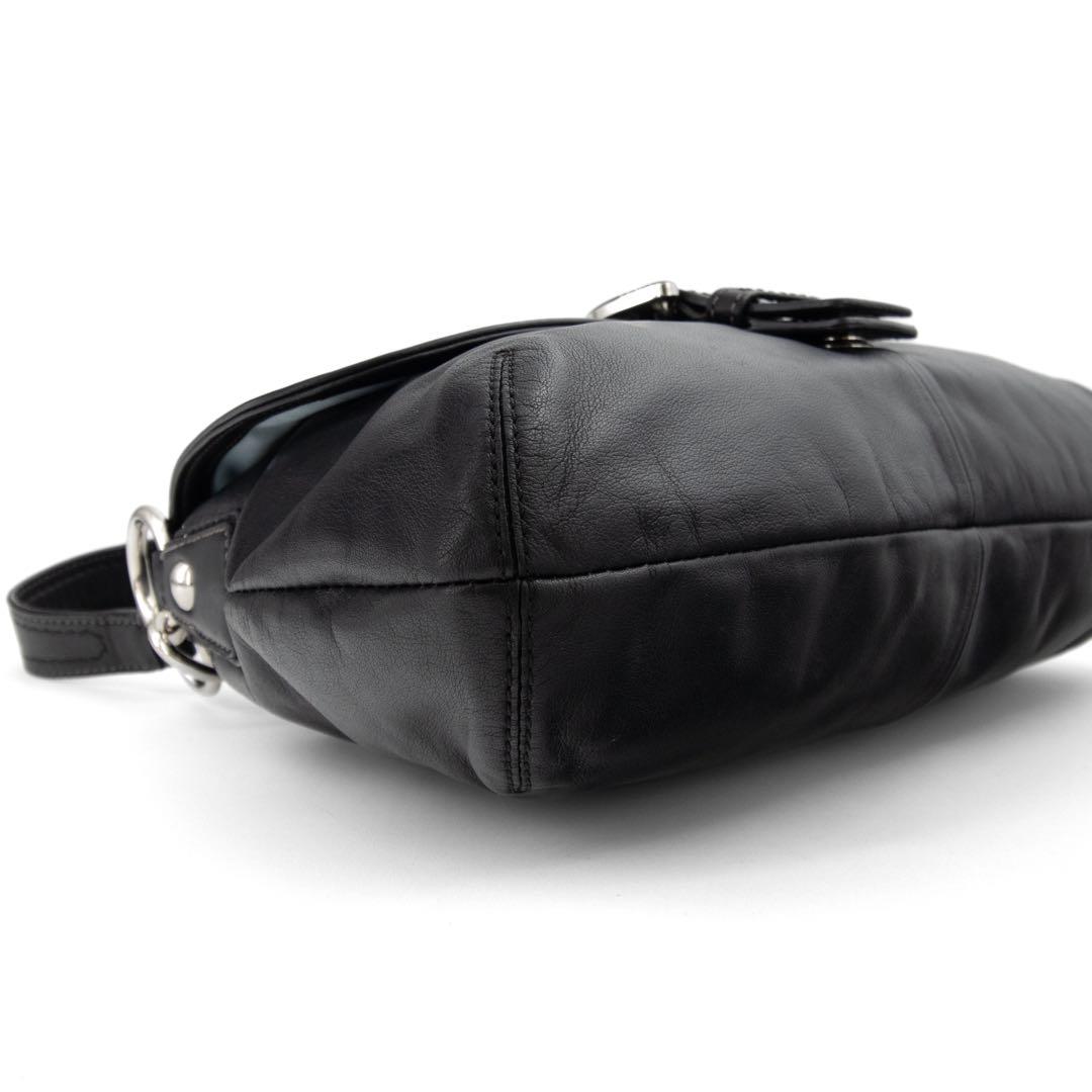 A096【COACH／コーチ】ソーホー　ワンショルダーバッグ　レザー　ブラック