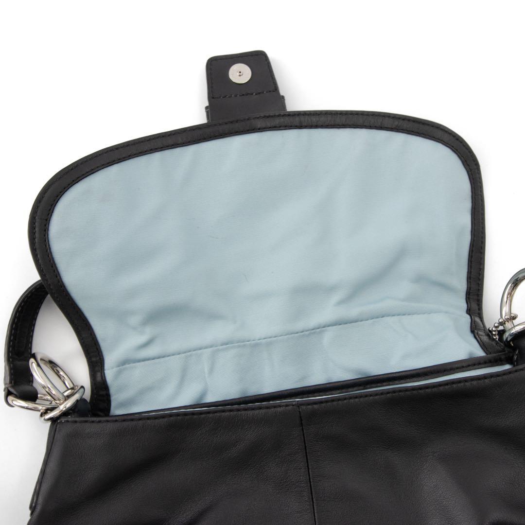 A096【COACH／コーチ】ソーホー　ワンショルダーバッグ　レザー　ブラック