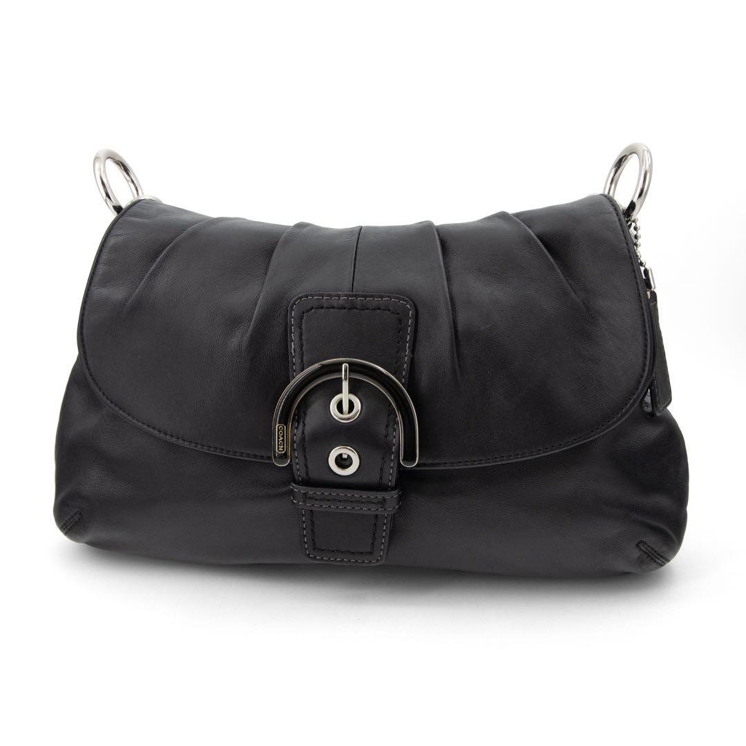 A096【COACH／コーチ】ソーホー　ワンショルダーバッグ　レザー　ブラック