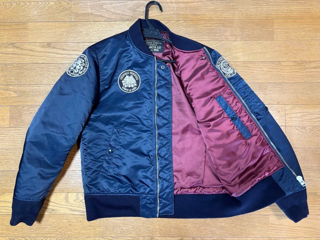 【美品】日本製　MA-1 中綿入り　Lサイズ　ネイビー