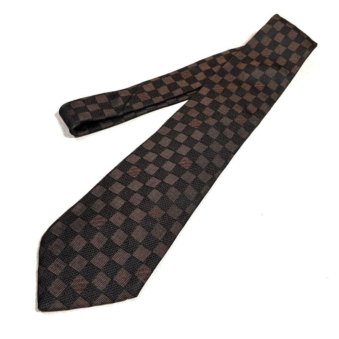 みな　LOUIS VUITTON ダミエ　ネクタイ　ブラウン