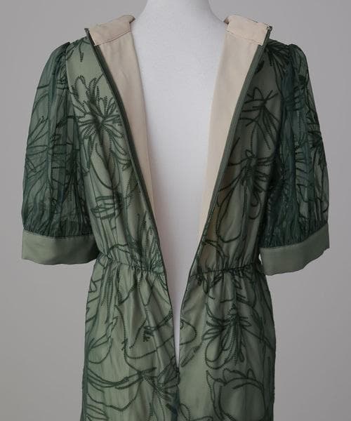 美品 niana ニアナ 花柄フロッキーオーガンジー ドレス M 結婚式お呼ばれ